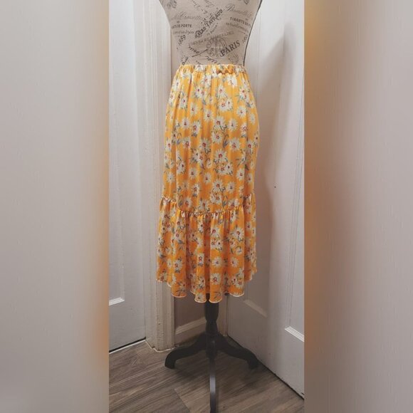 💃Emma & Elsa Elegant Floral Wrap Ruffle Midi Skirt. Size 14/16 🌴 - Picture 8 of 11